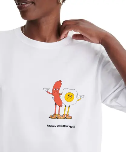 Camiseta Regular BAW Salsicha e Ovo - Branco