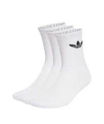 Meia Adidas Trefoil Cano Médio 3 Pares White