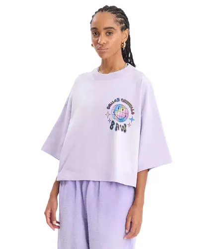 Camiseta Boxy Over Globo Baw x Smiley Lilás