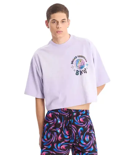 Camiseta Boxy Over Globo Baw x Smiley Lilás