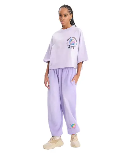 Camiseta Boxy Over Globo Baw x Smiley Lilás