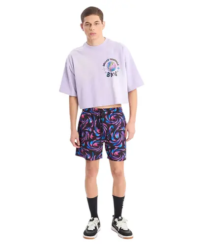 Camiseta Boxy Over Globo Baw x Smiley Lilás
