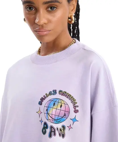 Camiseta Boxy Over Globo Baw x Smiley Lilás