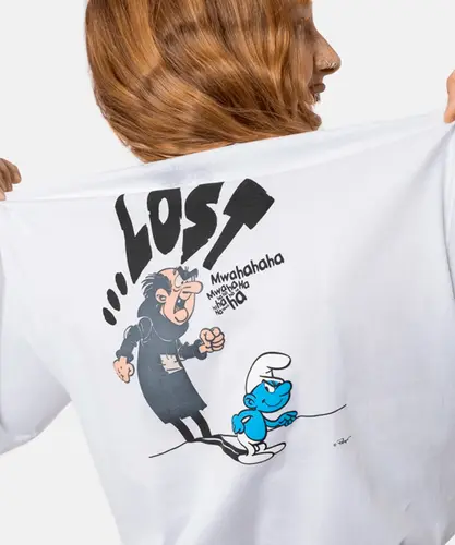 Camiseta Lost x Smurfs Gargamel Shadow - Branco