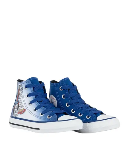 Tênis Converse Kids Chuck Taylor All Star Hi Homem Aranha Azul