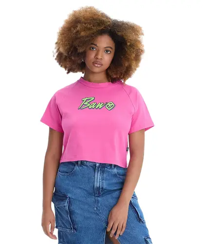 Cropped Baw Raglan Italic Rosa