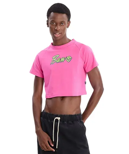 Cropped Baw Raglan Italic Rosa