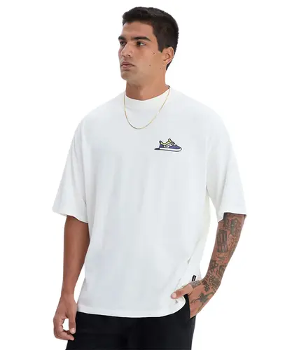 Camiseta Oversized Baw Market Maniac Off White