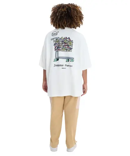 Camiseta Oversized Baw Market Maniac Off White
