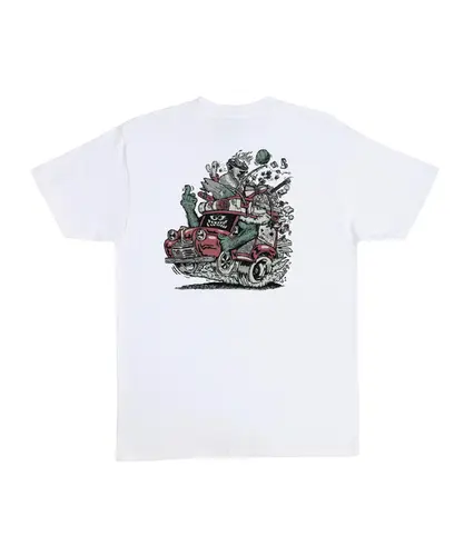 Camiseta Santa Cruz Johnson Beast Wagon Stripes Branco